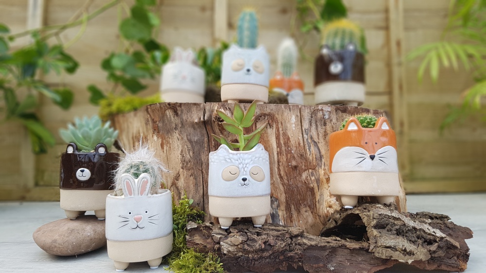 5.5cm Forest Animals Pot with Plant (16)